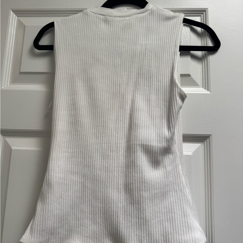 White Tank Ribbed Top - Picture 2 of 3